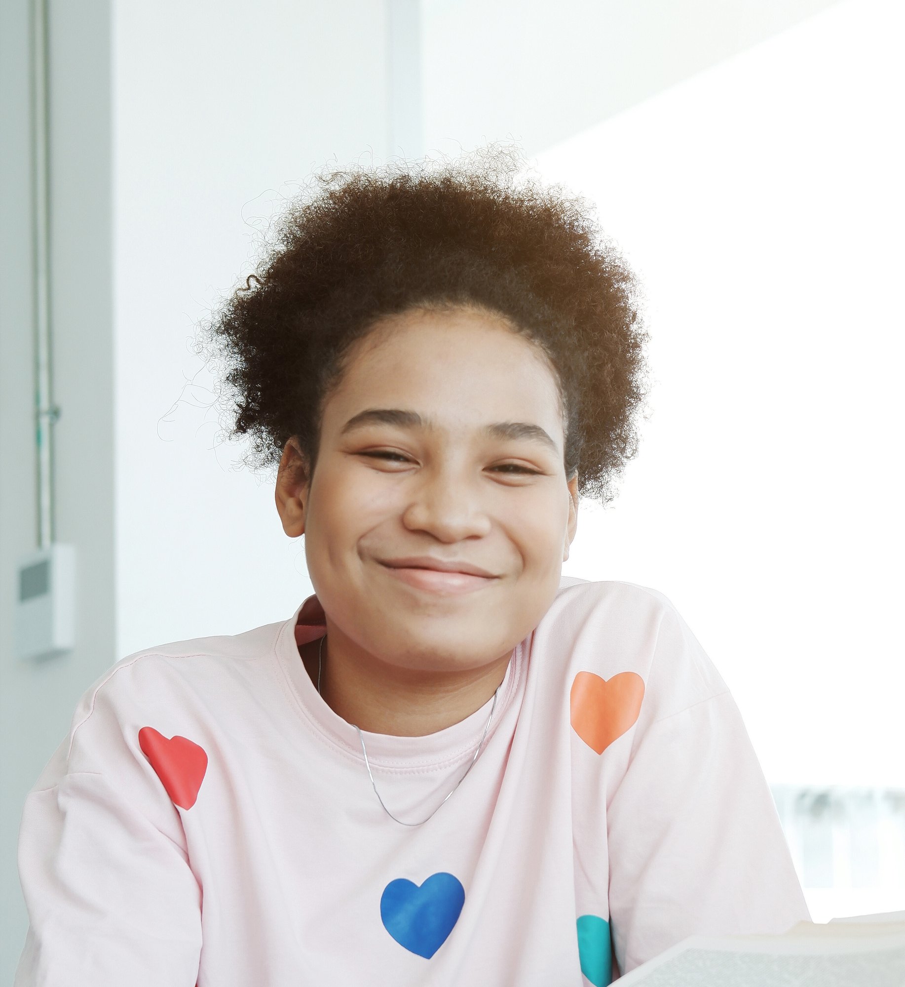 Young autistic person smiling